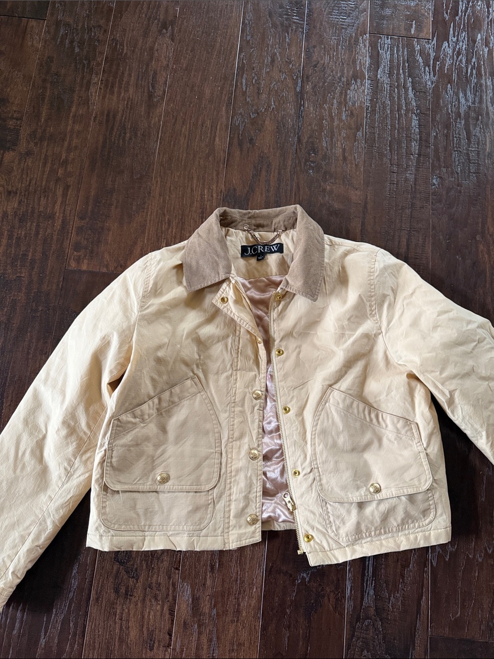 J. Crew Cream Jacket with Tan Corduroy Collar